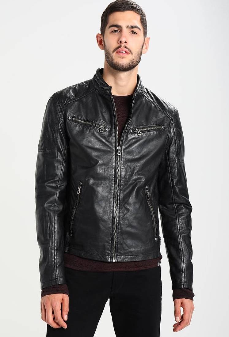 Men's genuine lambskin leather jacket leather motorcycle biker racer style jacket-cl-m173