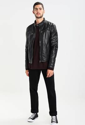 men's genuine lambskin leather biker jacket classic moto zip style modern featured 3
