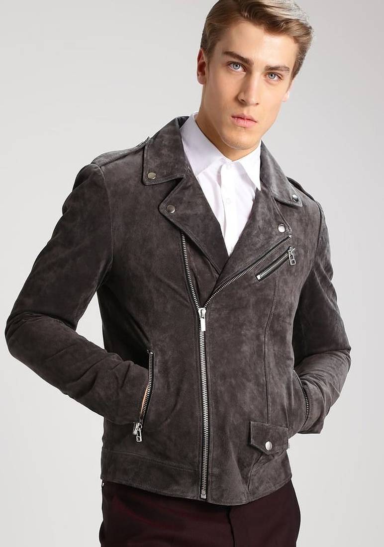 Men's genuine lambskin leather jacket leather motorcycle biker racer style jacket-cl-m175