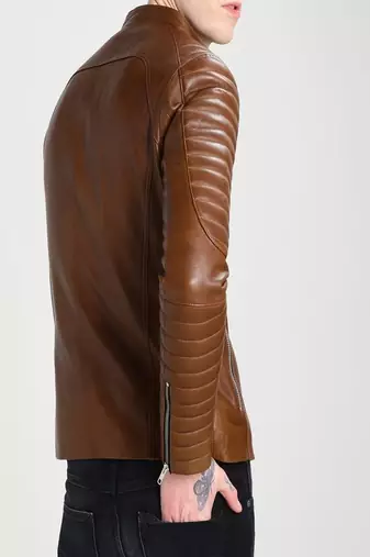 men's genuine lambskin leather biker jacket classic moto zip style stylish modern