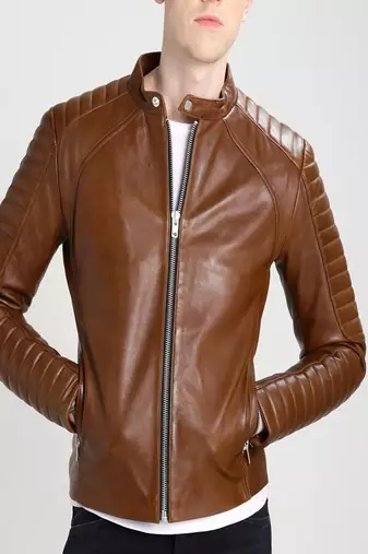 men's genuine lambskin leather biker jacket classic moto zip style stylish modern