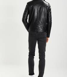 Men's genuine lambskin leather jacket leather motorcycle biker racer style jacket-cl-m178