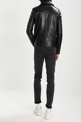 men's genuine lambskin leather biker jacket classic moto zip style stylish stylish 3