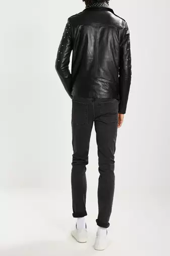 men's genuine lambskin leather biker jacket classic moto zip style stylish stylish
