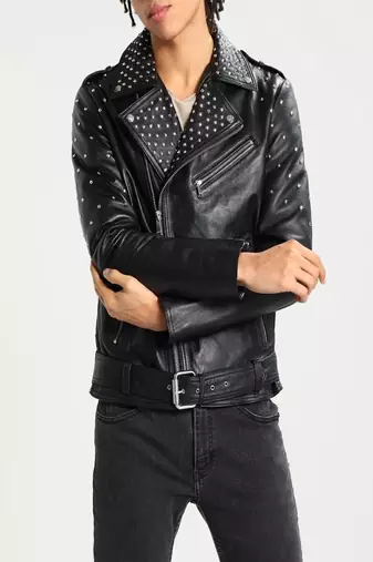men's genuine lambskin leather biker jacket classic moto zip style stylish stylish