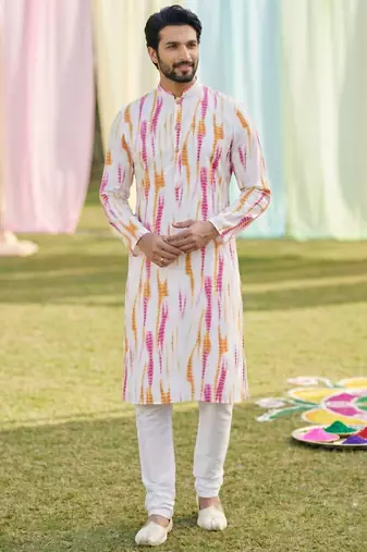 Multi cotton digital print premium designer festive wear kurta trouser set