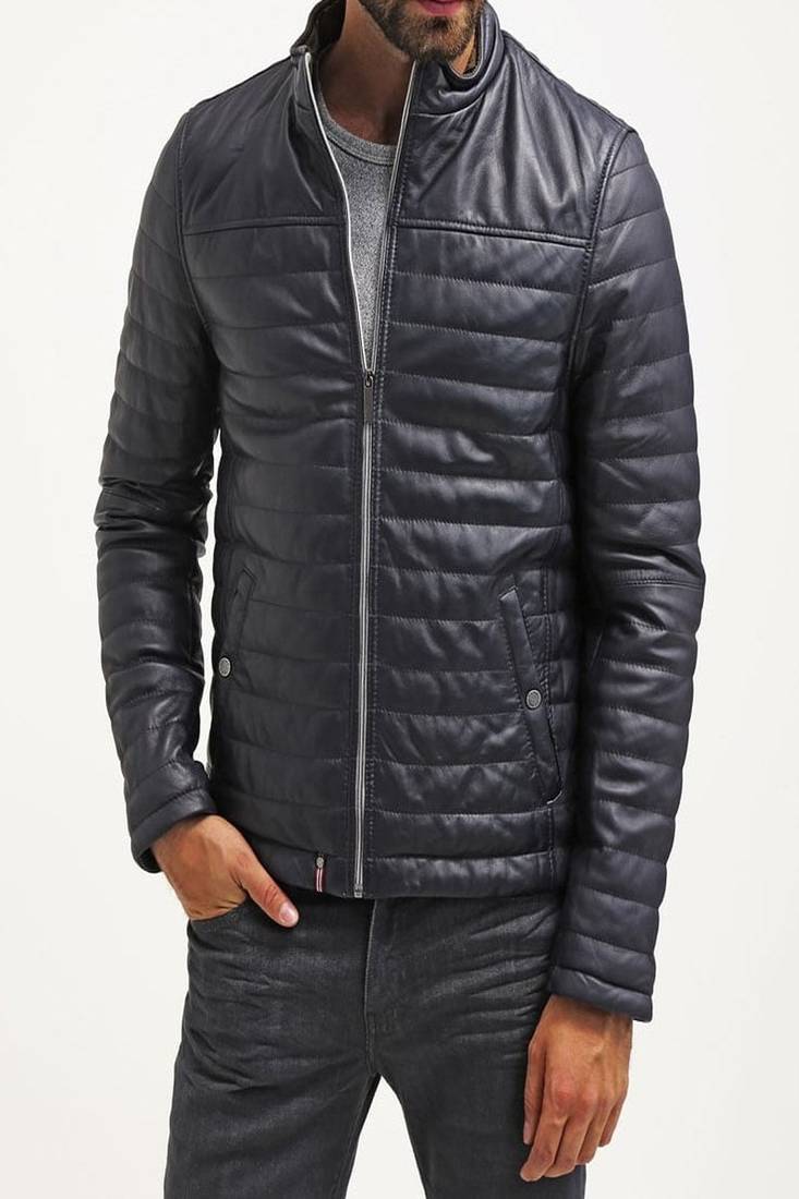 Men's genuine lambskin leather jacket leather motorcycle biker racer style jacket-cl-m179