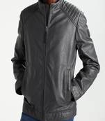 Men's genuine lambskin leather jacket leather motorcycle biker racer style jacket-cl-m182
