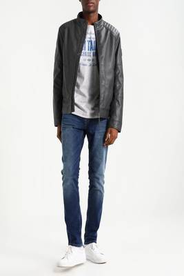 men's genuine lambskin leather biker jacket classic moto zip style stylish superior 3