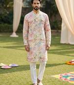 Multi cotton digital print premium designer festive wear kurta trouser set