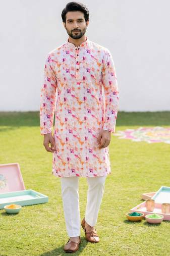 Multi cotton digital print premium designer festive wear kurta trouser set
