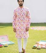Multi cotton digital print premium designer festive wear kurta trouser set