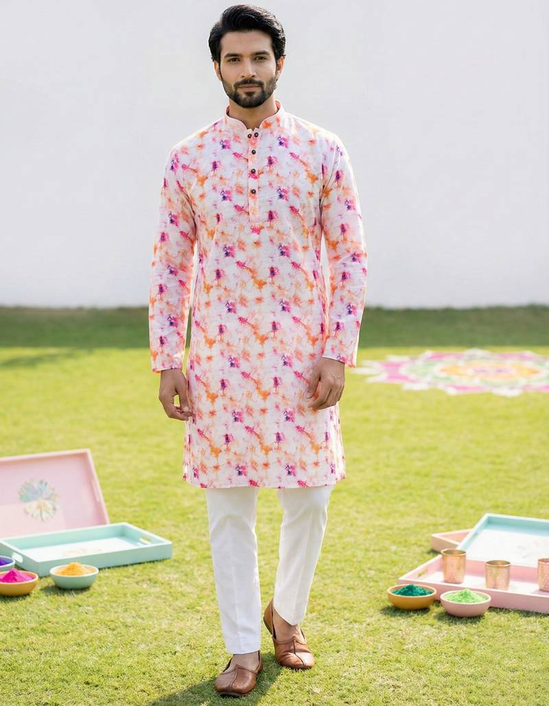 Multi cotton digital print premium designer festive wear kurta trouser set