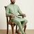 Green banarasi dupion premium designer festive wear kurta pyjama with jacket set