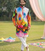 Multi cotton digital print premium designer festive wear kurta trouser set