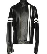 Men's genuine lambskin leather jacket leather motorcycle biker racer style jacket-cl-m191