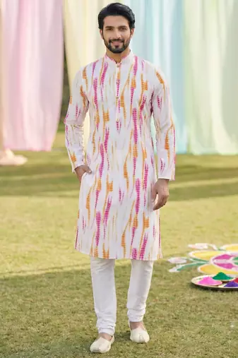 Multi cotton digital print premium designer festive wear kurta trouser set