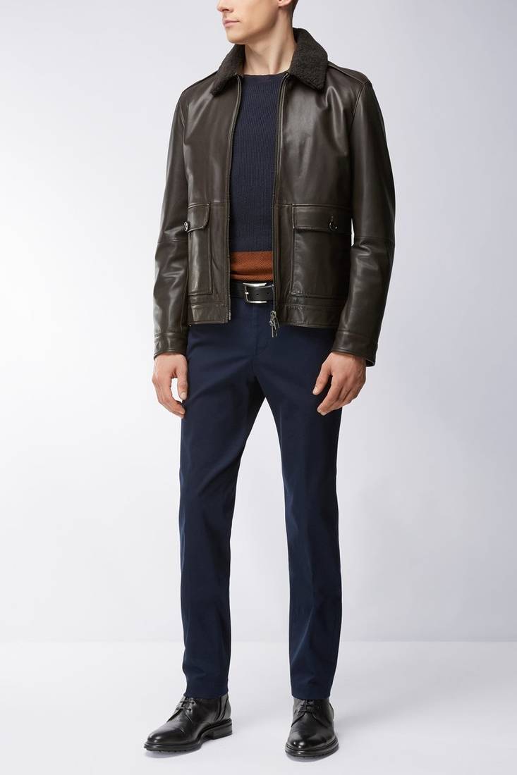 Men's black genuine lambskin leather motorcycle jacket slim fit designer men biker jacket-l198