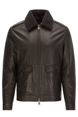 men's black lambskin leather biker jacket classic moto zip style premium high quality 3