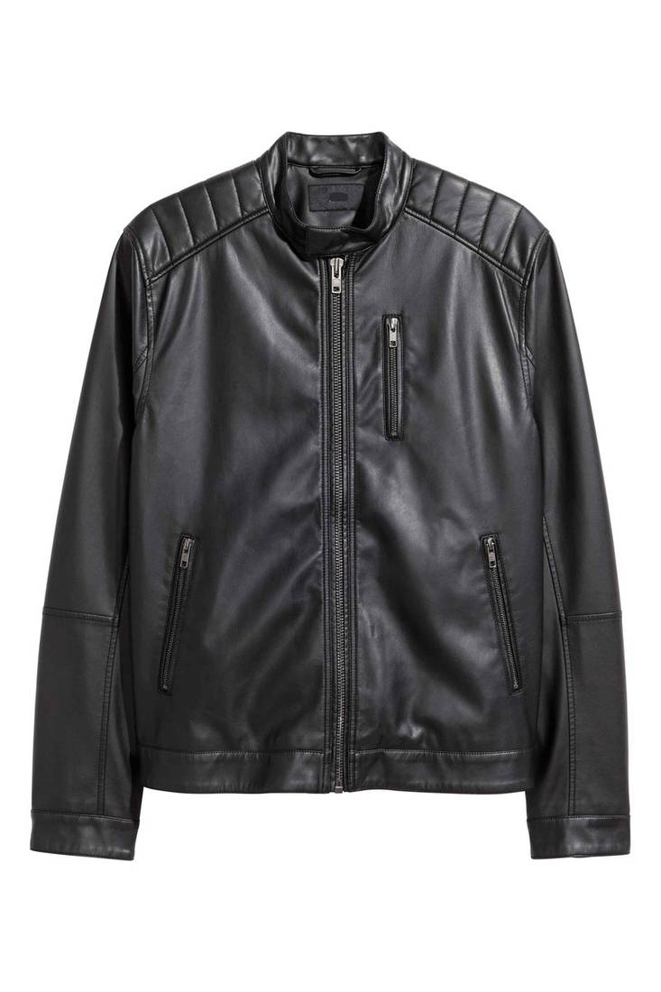 Men's genuine lambskin leather jacket leather motorcycle biker racer style jacket-cl-m200