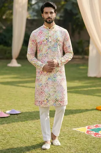 Multi cotton digital print premium designer festive wear kurta trouser set