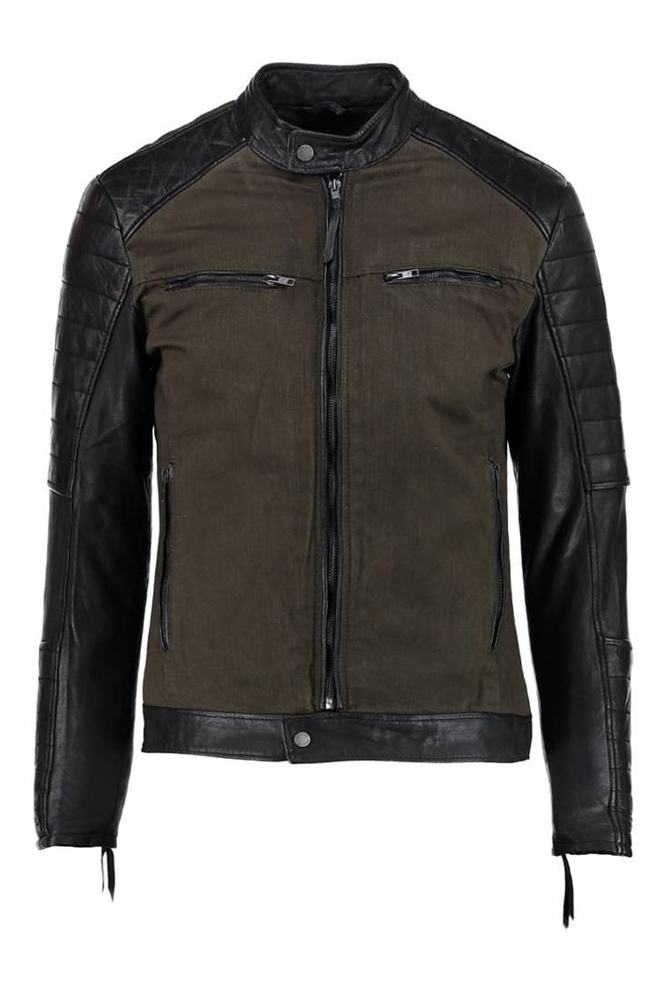 Men's genuine lambskin leather jacket leather motorcycle biker racer style jacket-cl-m201