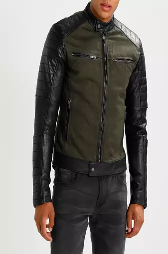 men's genuine lambskin leather biker jacket classic moto zip style stylish original
