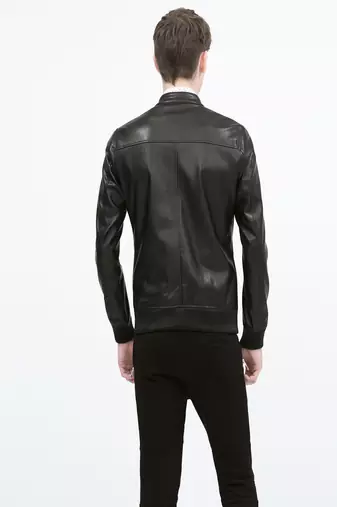 men's genuine lambskin leather biker jacket classic moto zip style stylish high quality