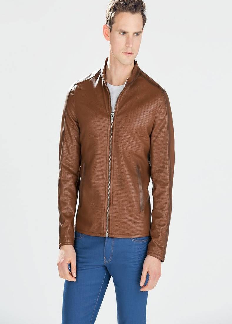 Men's genuine lambskin leather jacket leather motorcycle biker racer style jacket-cl-m207