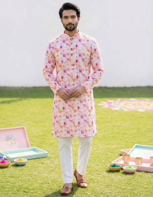 Multi cotton digital print premium designer festive wear kurta trouser set 2