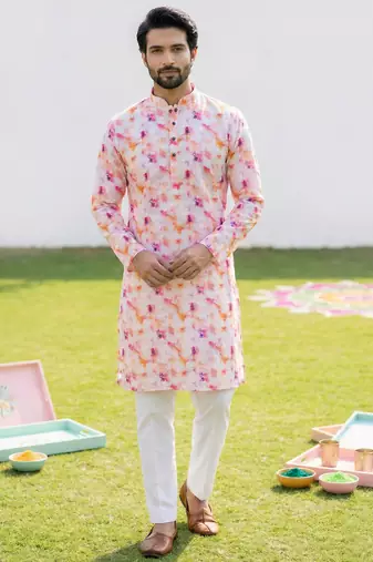 Multi cotton digital print premium designer festive wear kurta trouser set