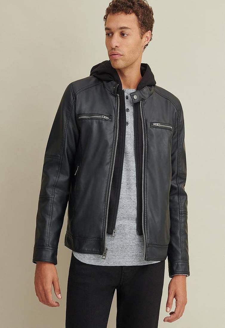 Men's genuine lambskin leather jacket leather motorcycle biker racer style jacket-cl-m209