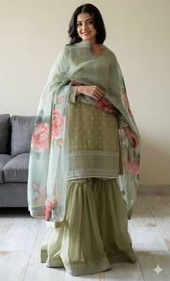 green floral organza gharara set 2