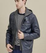 Men's genuine lambskin leather jacket leather motorcycle biker racer style jacket-cl-m210