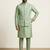 Green banarasi dupion premium designer festive wear kurta pyjama with jacket set