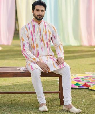Multi cotton digital print premium designer festive wear kurta trouser set 4