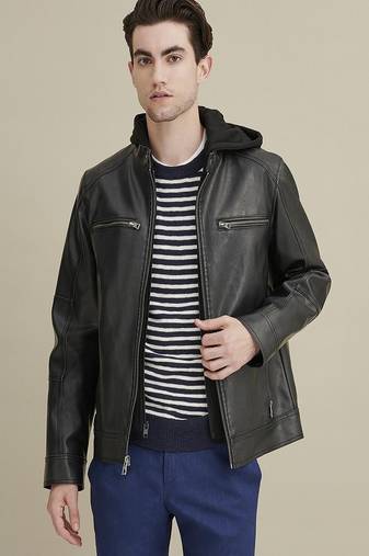 men's genuine lambskin leather biker jacket classic moto zip style stylish advanced