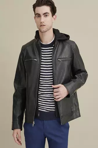 men's genuine lambskin leather biker jacket classic moto zip style stylish advanced