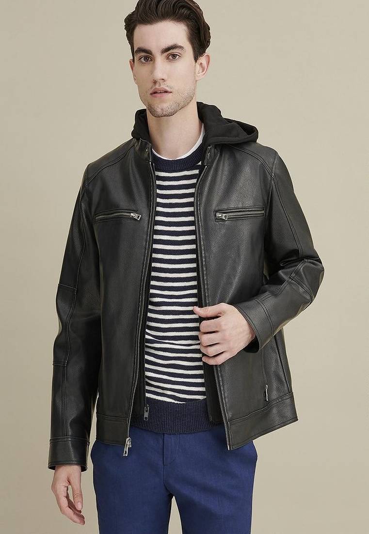 Men's genuine lambskin leather jacket leather motorcycle biker racer style jacket-cl-m211