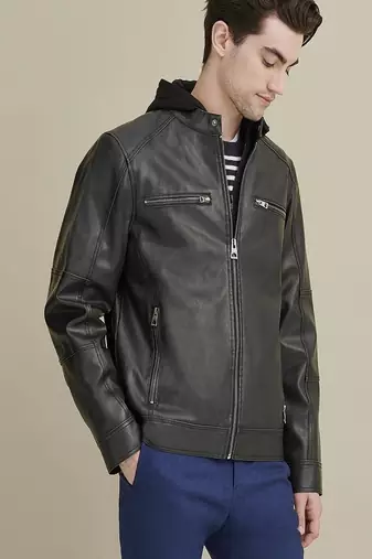 men's genuine lambskin leather biker jacket classic moto zip style stylish advanced
