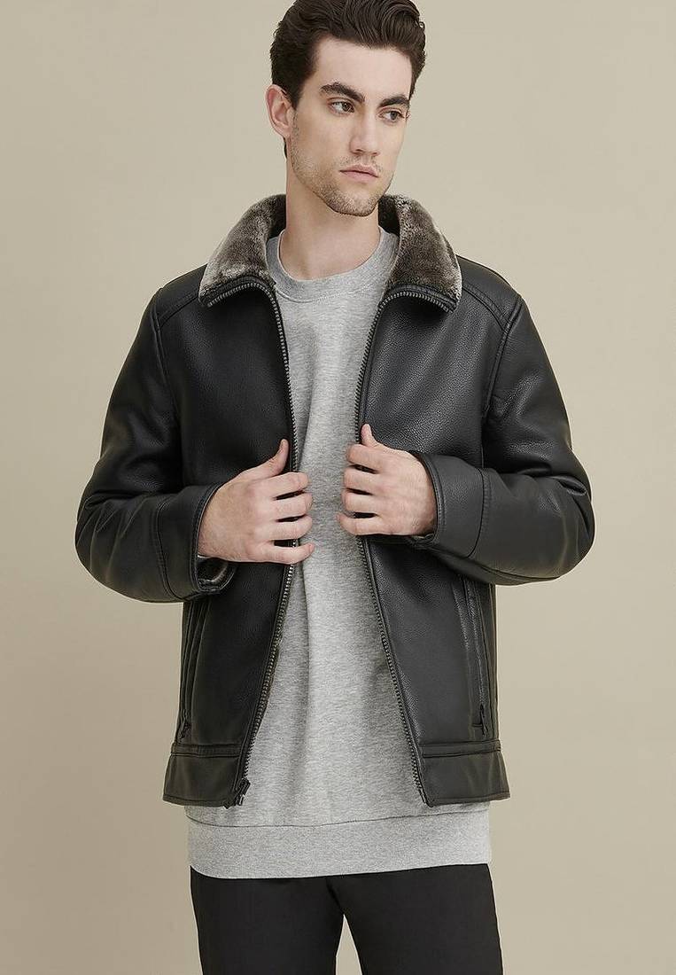 Men's genuine lambskin leather jacket leather motorcycle biker racer style jacket-cl-m212