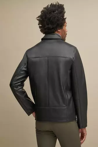 men's genuine lambskin leather biker jacket classic moto zip style authentic modern