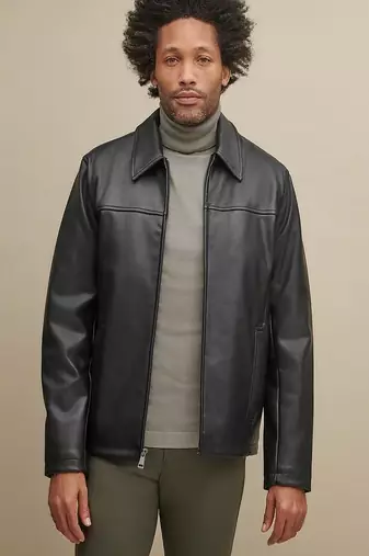 men's genuine lambskin leather biker jacket classic moto zip style authentic modern