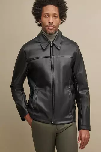 men's genuine lambskin leather biker jacket classic moto zip style authentic modern