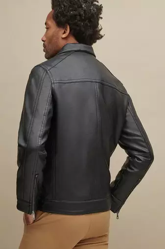 men's genuine lambskin leather biker jacket classic moto zip style authentic stylish