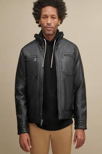 Men's genuine lambskin leather jacket leather motorcycle biker racer style jacket-cl-m216