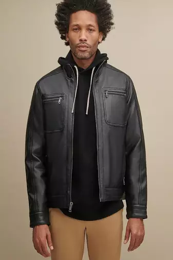 men's genuine lambskin leather biker jacket classic moto zip style authentic stylish