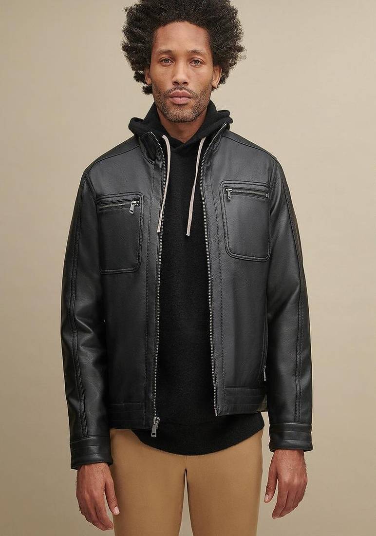 Men's genuine lambskin leather jacket leather motorcycle biker racer style jacket-cl-m216