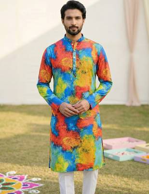 Multi cotton digital print premium designer festive wear kurta trouser set 2