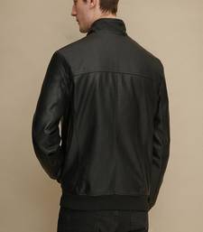 Men's genuine lambskin leather jacket leather motorcycle biker racer style jacket-cl-m217
